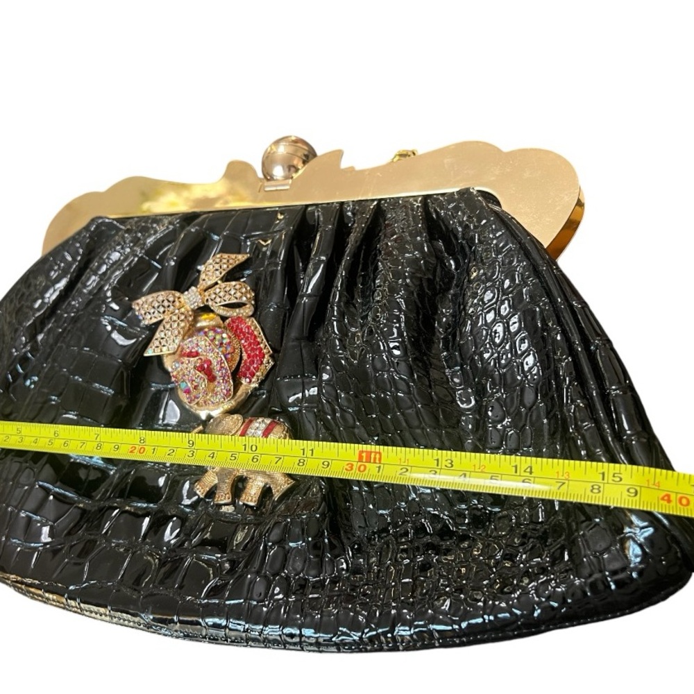 Iris Lane Black Clutch with Rhinestone Handbag - Picture 4 of 10